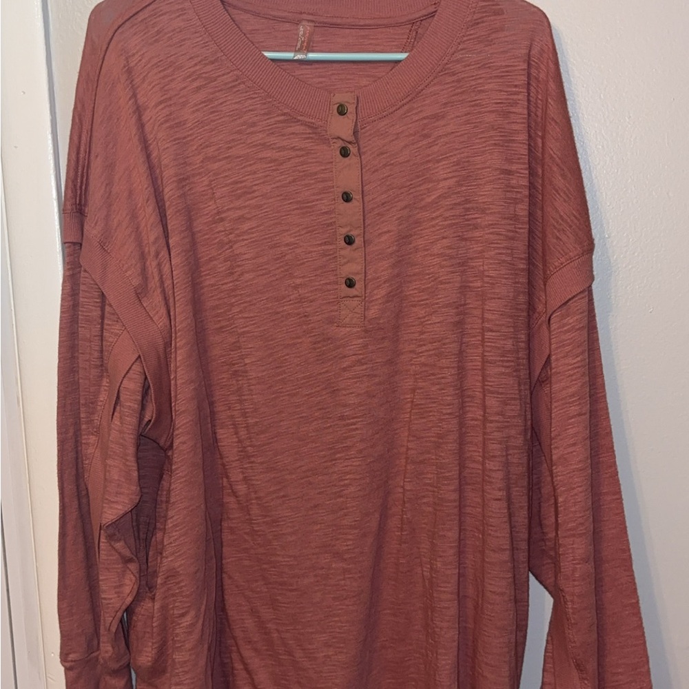 FP Movement by Free People Dusty Rose Long Sleeve Henley